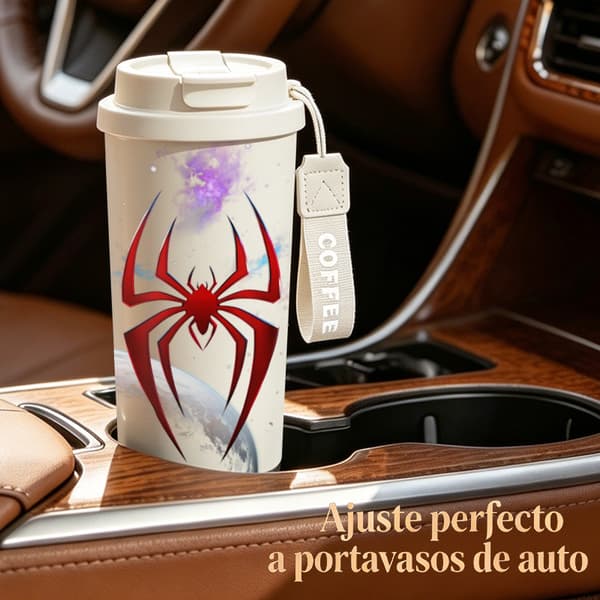 Termisk kaffemugg 500ml lufttätt lock juldesign, Isolerad kaffemugg, läckagesäker resemugg med lock White