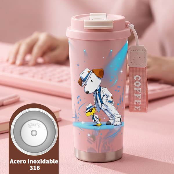 Termokaffekrus 500ml 316 Rustfrit Stål Sødt Design Pink