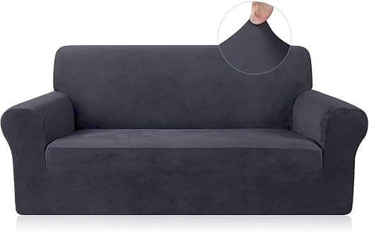 Mørkegrå sofaovertræk, 2-personers elastisk stof, elastisk
