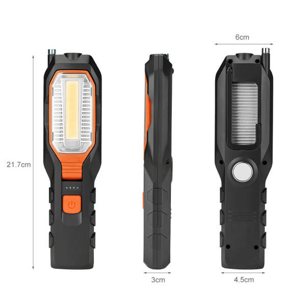 1 kpl monitoiminen COB-työvalo USB-ladattava