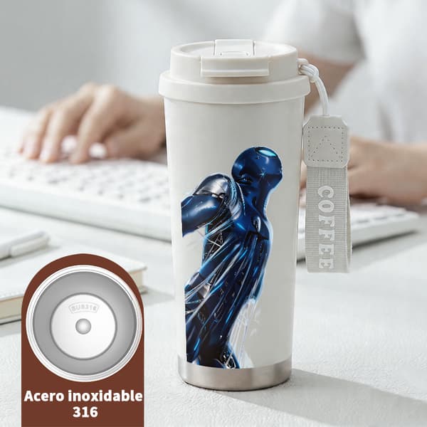 Bærbar Kaffetermos 500ml Rustfritt Stål Juledesign White
