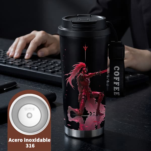Kaffetermos 500ml Rostfritt Stål Minimalistisk Design, Isolerad kaffemugg, läckagesäker resemugg med lock Black