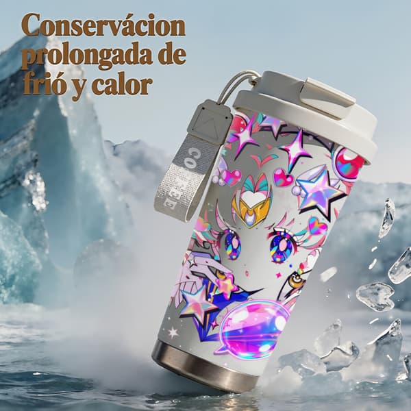 Termisk kaffemugg 500ml 316 rostfritt stål juldesign, Isolerad kaffemugg, läckagesäker resemugg med lock White