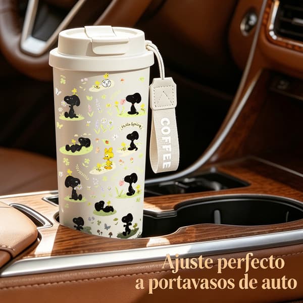 Kaffetermos 500ml Rostfritt Stål Festlig Design, Isolerad kaffemugg, läckagesäker resemugg med lock White