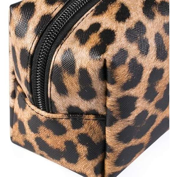Leopard Print Kosmetikpose Kvadratisk Mode Kosmetik Organizer