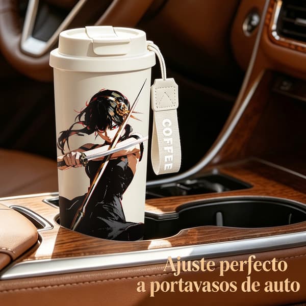 Termisk kaffemugg 500ml rostfritt stål festlig design, isolerad kaffemugg, läckagesäker resemugg med lock Pink