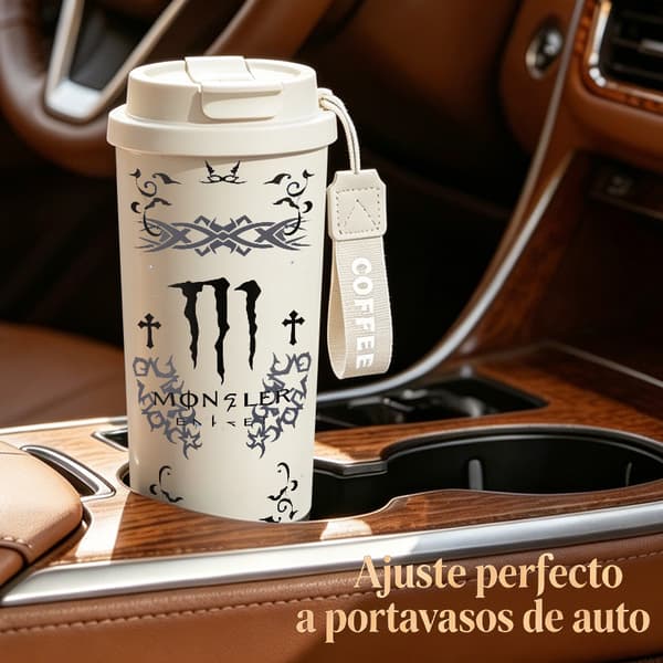 Kaffetermos 500ml 316 Rustfritt Stål Grafisk Design White