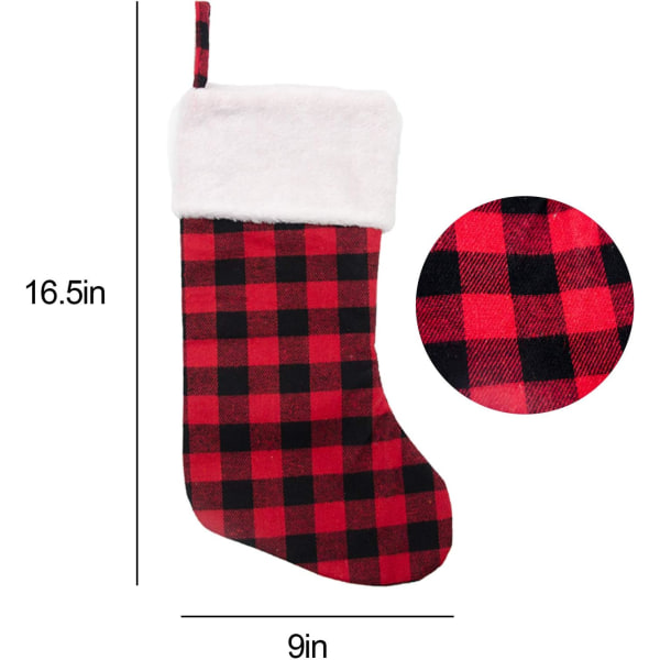 Julekuler - 16,5 tommer, rød og svart Buffalo Plaid Chr