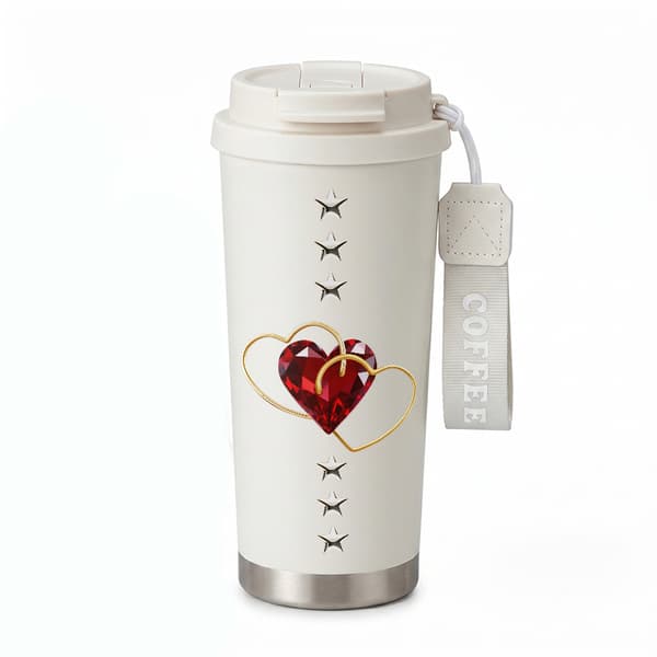 Bærbar kaffetermos 500 ml lufttett lokk moderne design White