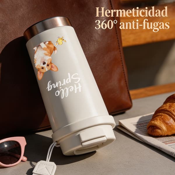 Kaffetermos 500ml Rostfritt Stål Minimalistisk Design, Isolerad kaffemugg, läckagesäker resemugg med lock White