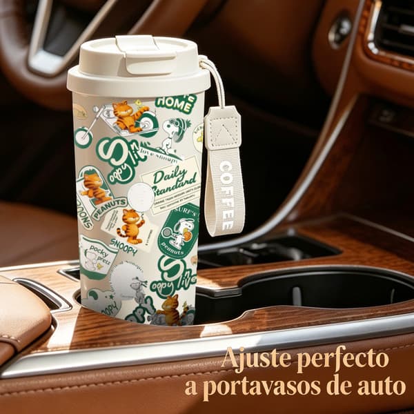 Kaffetermos 500ml Rostfritt Stål Festlig Design, Isolerad kaffemugg, läckagesäker resemugg med lock White