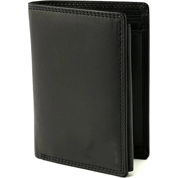 Herrepung i ægte læder 12,5 x 9,5 x 2 cm RFID Blocking Black,A