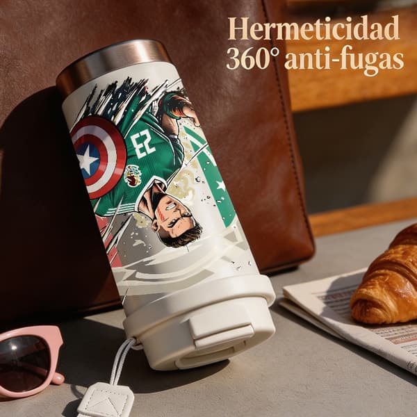 Termoskaffemugg 500ml 316 Rostfritt Stål Djurdesign, Isolerad kaffemugg, läckagesäker resemugg med lock White