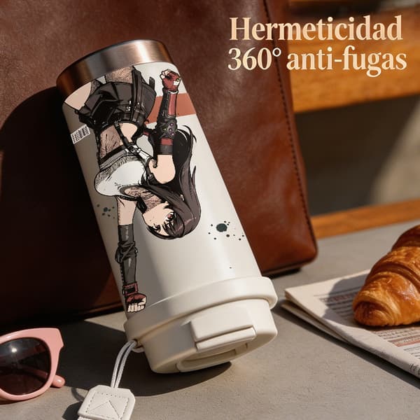 Kaffetermos 500ml 316 Rostfritt Stål Modern Design, Isolerad kaffemugg, läckagesäker resemugg med lock Black