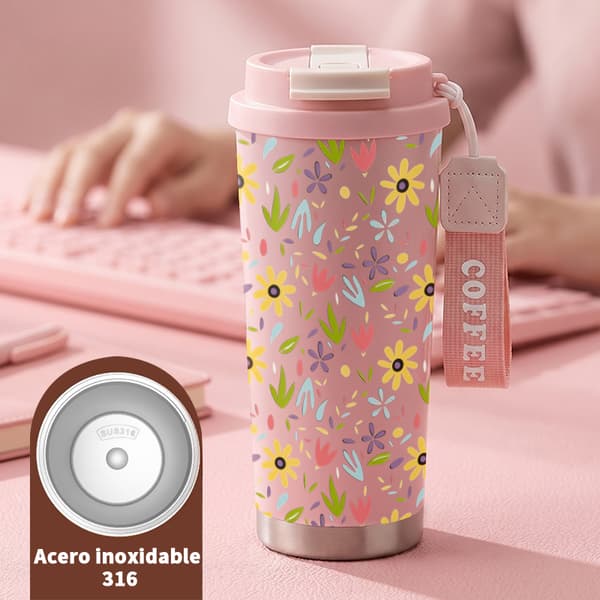 Kaffetermos 500ml 316 Rustfritt Stål Anime Design Pink