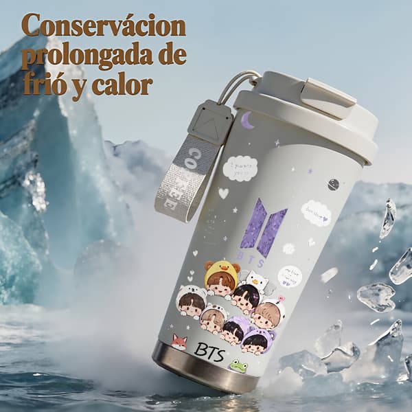 Termokaffekrus 500 ml Lækagesikkert tegneseriedesign Black
