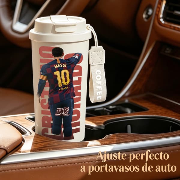 Termoskaffemugg 500ml Rostfritt Stål Grafisk Design, Isolerad kaffemugg, läckagesäker resemugg med lock White