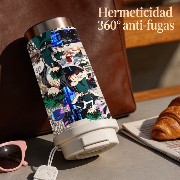 Kaffetermos 500ml Rostfritt Stål Konstnärlig Design, Isolerad kaffemugg, läckagesäker resemugg med lock White