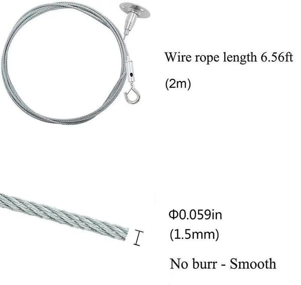 2 Set (1,5 mm * 2 m) Justerbar Bildhängande Tråd med 2 Krympslangar