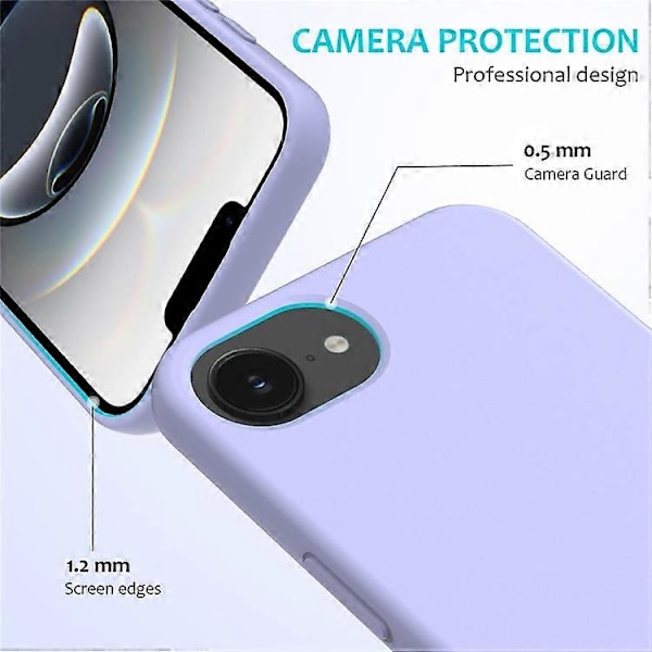 Kompatibelt deksel for iPhone 16e, fallsikkert flytende silikon mykt fôr bakside telefondeksel Purple