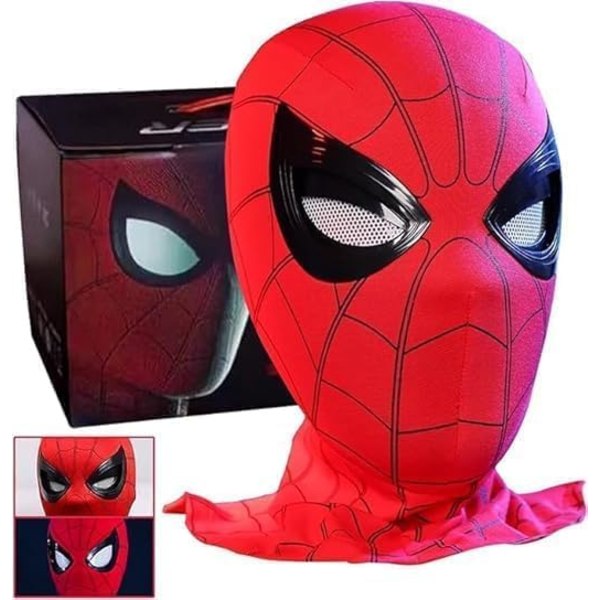 Spiderman Maske med bevegelige øyne, helmaske med hakestyring av øynestørrelse, Hero Cosplay Maske for barn/voksne