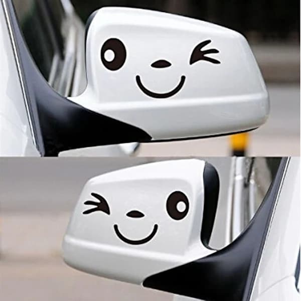 Bilspeildekaler, blinkende smiley, morsomme, søte og glade, A