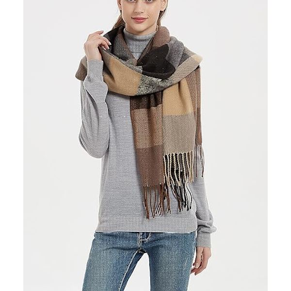 Dames Mode Lang Sjal Stor Gitter Vinter Varm Gitter Stor