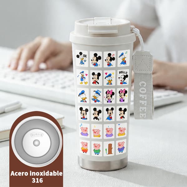 Termoskaffeemugg 500ml Rostfritt Stål Halloween Design, Isolerad kaffemugg, läckagesäker resemugg med lock White