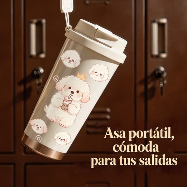 Kaffetermos 500ml Rostfritt Stål Söt Design, Isolerad kaffemugg, läckagesäker resemugg med lock Pink
