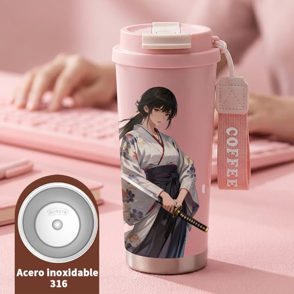 Bærbar kaffetermos 500 ml 316 rustfritt stål Trendy design Pink