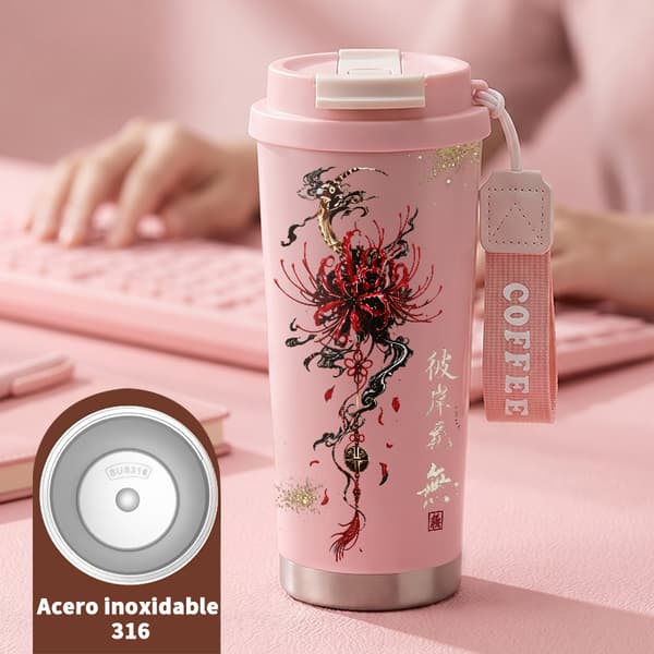 Kaffetermos 500ml 316 Rustfritt Stål Vintage Design Pink