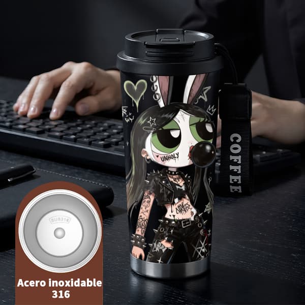 Kaffetermokande 500 ml rustfrit stål trendy design Black