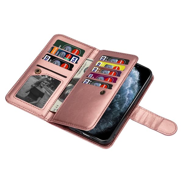 iPhone 12 - Praktisk Robust 9-Korts Pung Etui Sort,y