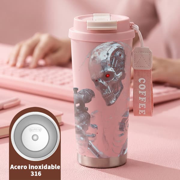 Kaffetermokande 500ml 316 Rustfrit Stål Juledesign Pink