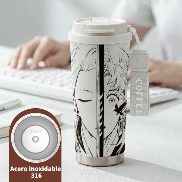Termosmugg 500ml Rostfritt Stål Minimalistisk Design, Isolerad kaffemugg, läckagesäker resemugg med lock White
