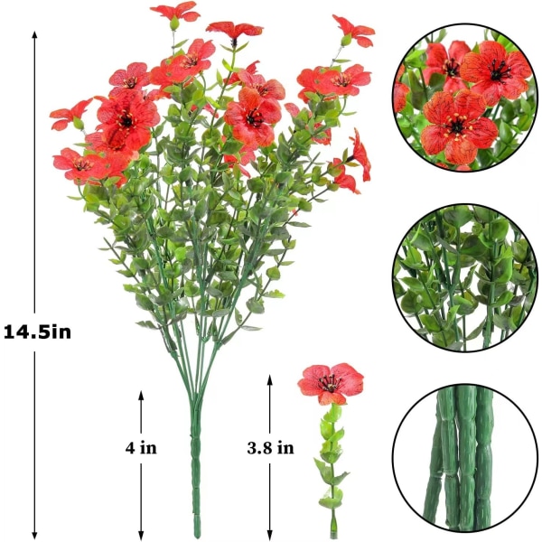 4 stk 7-greinet eukalyptus fiolett simuleringsblomsterbukett