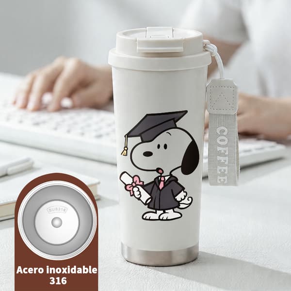 Termisk kaffemugg 500ml 316 rostfritt stål modern design, isolerad kaffemugg, läckagesäker resemugg med lock White