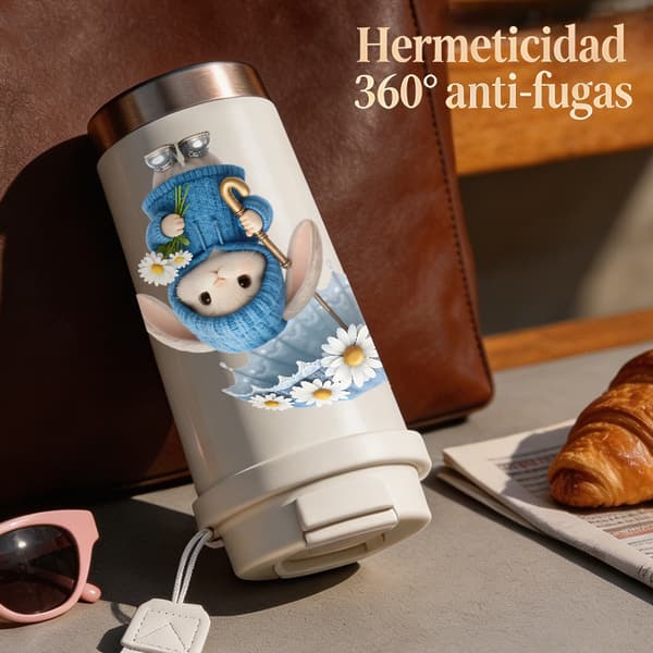Kaffetermos 500ml 316 Rustfritt Stål Søt Design Pink