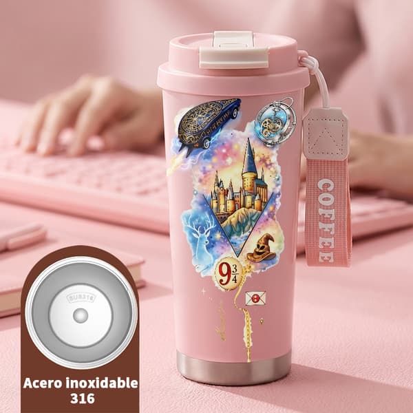 Kaffetermos 500ml 316 Rustfritt Stål Anime Design Pink