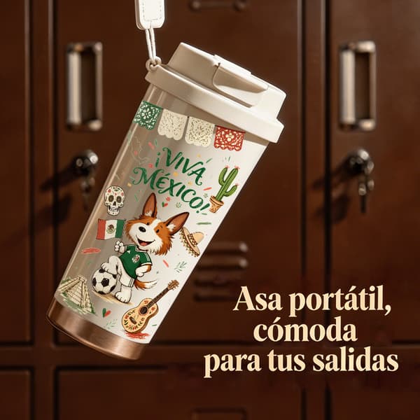 Termoskaffemugg 500ml Rostfritt Stål Konstnärlig Design, Isolerad kaffemugg, läckagesäker resemugg med lock White