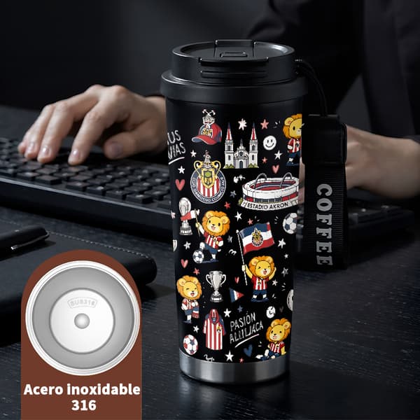 Termisk kaffemugg 500ml Rostfritt stål Modern design Black