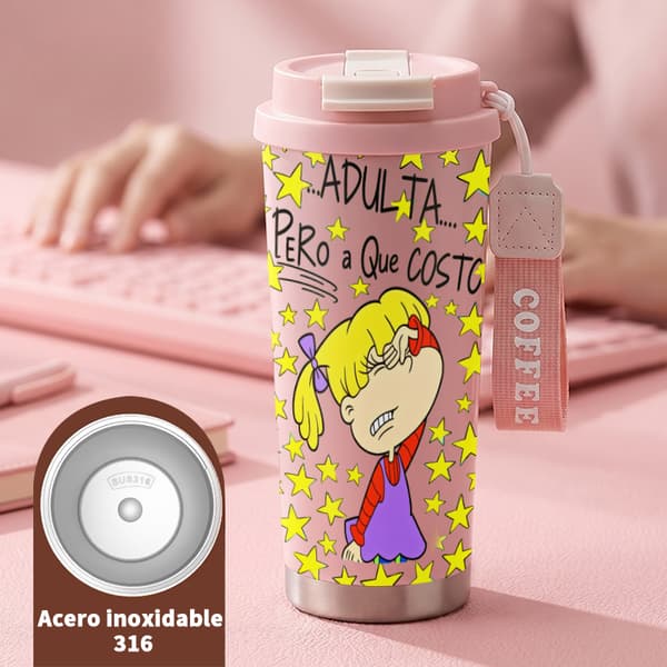 Kaffetermos 500ml 316 Rustfritt Stål Fargerikt Design Pink