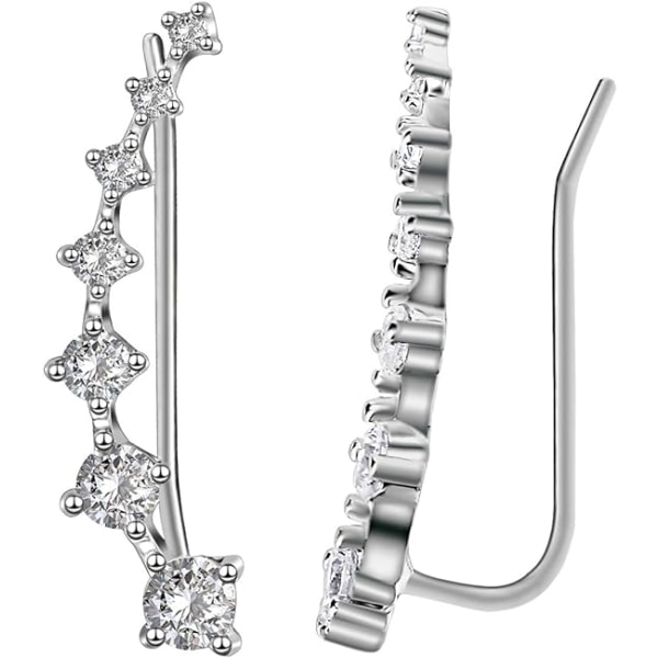 1 par (Silver) En rad med 7 diamantbestickade strassörhängen