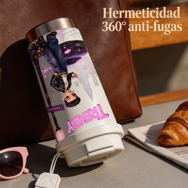 Termokaffekrus 500 ml rustfrit stål kunstnerisk design Black