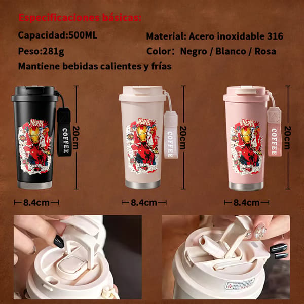 Kaffetermos 500ml Rustfritt Stål Juledesign White