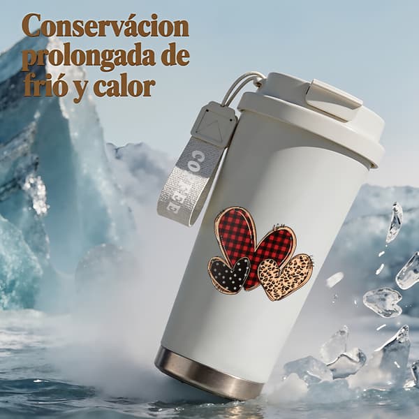 Termosmugg 500ml Rostfritt Stål Färgglad Design, Isolerad kaffemugg, läckagesäker resemugg med lock White