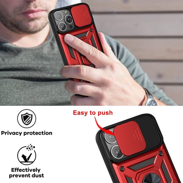 iPhone 13 Pro Max - CamShield Armor Hybrid Ring Deksel - Svart