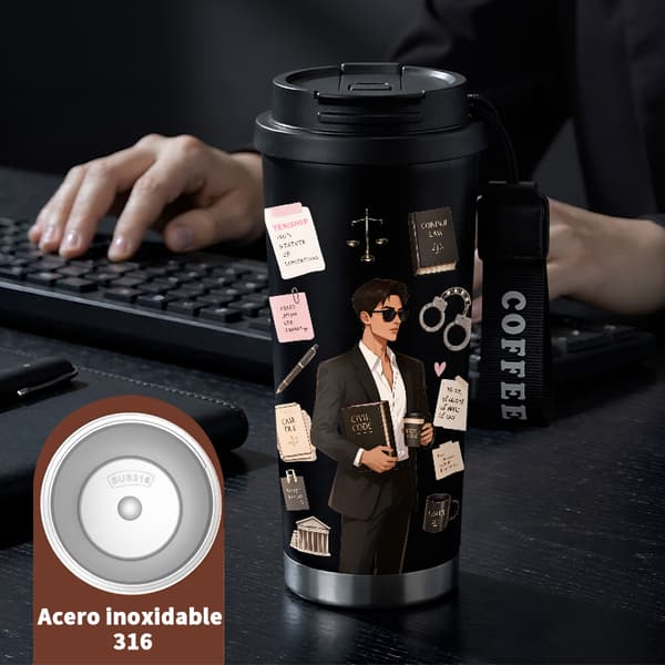 Kaffetermos 500ml Rustfritt Stål Kunstnerisk Design Black