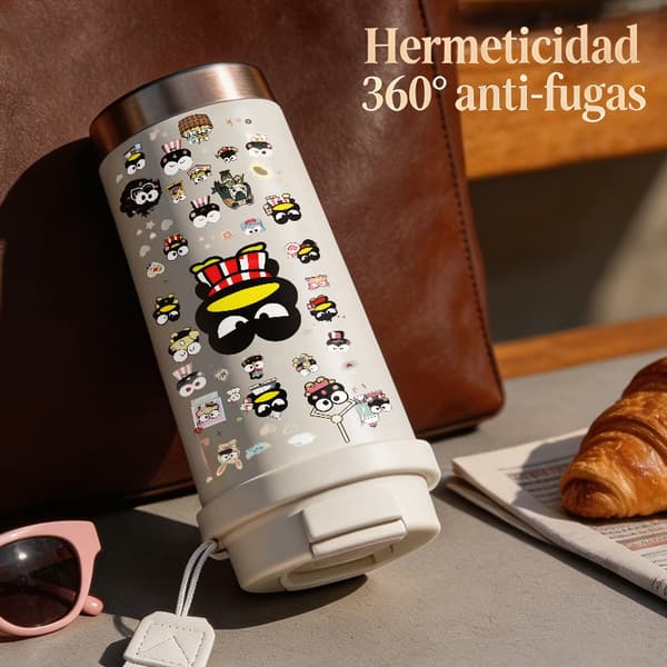 Termisk kaffemugg 500ml Återanvändbar konstnärlig design, Isolerad kaffemugg, läckagesäker resemugg med lock Black