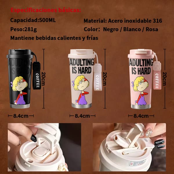 Kaffetermos 500ml 316 Rustfritt Stål Abstrakt Design Black